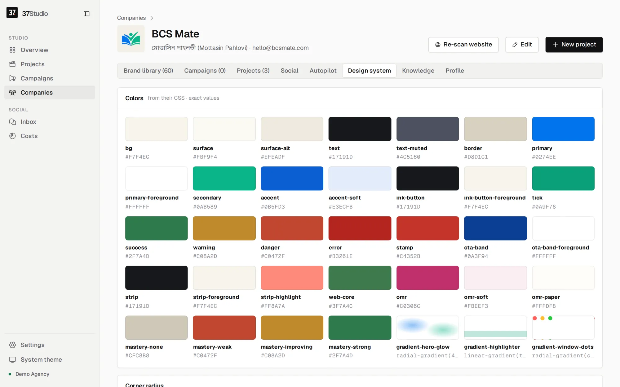 37Studio — A design system read from the website