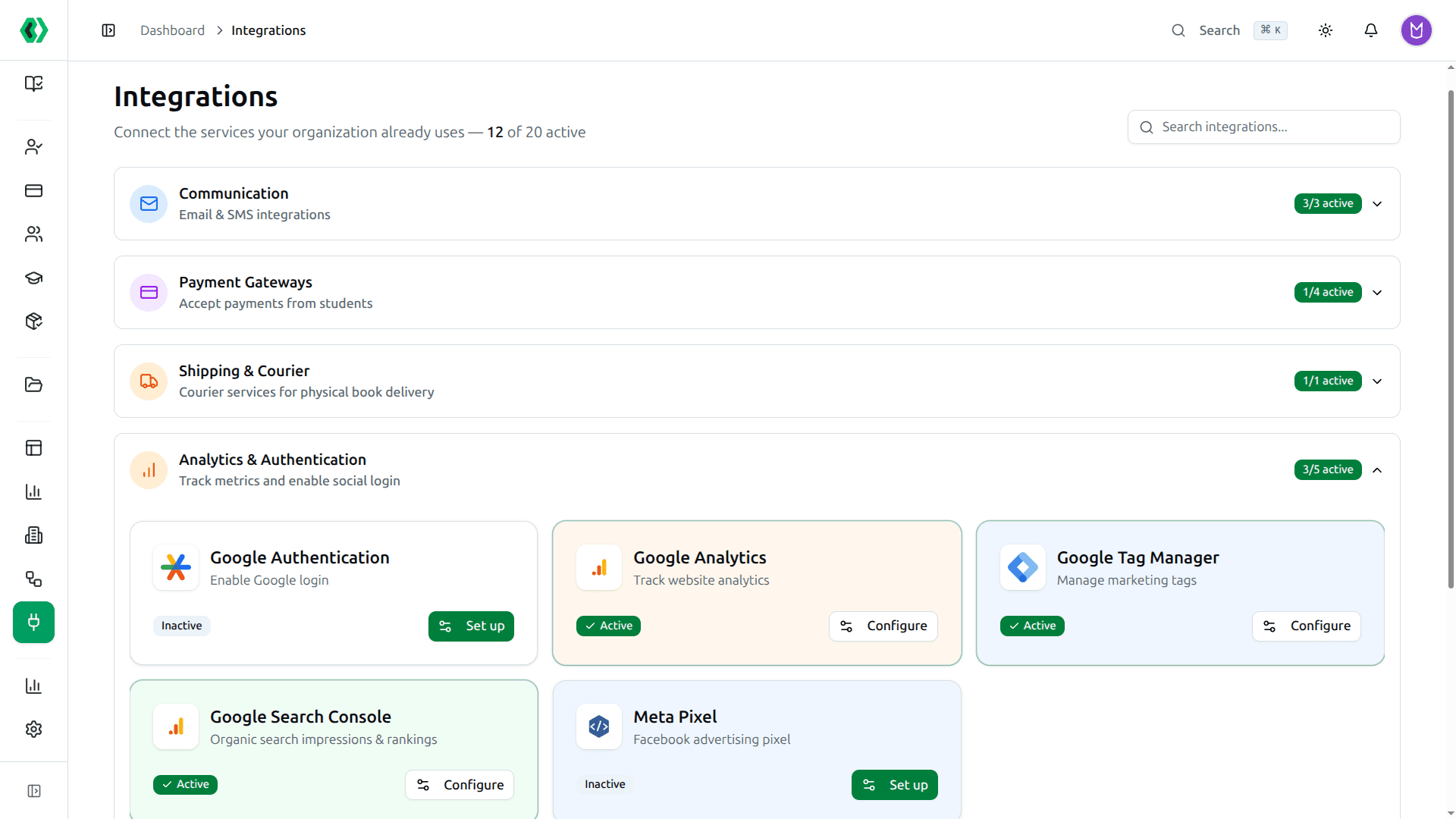 Course37 LMS — Integrations